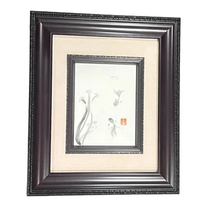 Pintura acuarela firmada por JM Kijima pez koi japonés vida marina 22x26 marco de madera - Imagen 1 de 8