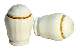 Vintage Set Salt & Pepper Shakers Stoneware Speckled White - Picture 1 of 6