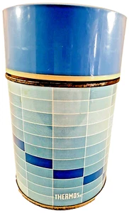 Vintage 70er Thermoskanne King Seeley Metall isoliert blau Block 10 oz, gebraucht (CC2) - Bild 1 von 8