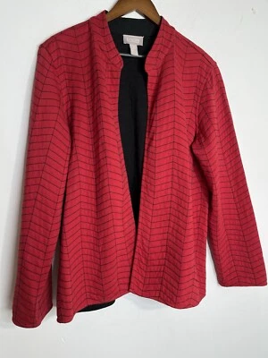 Chico's Red chevron contrast stitch top 2  L Blazer Jacket  (11) - Image 1 of 4
