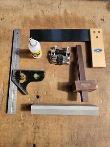 6 Piece Woodworking Tools  Job Lot Combination Square, Stone, Honing Guide