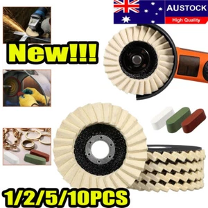 1-10X 5" Wool Felt Flap Disc Metal Working Polishing Buffing Wheel Angle Grinder - Picture 1 of 29