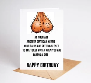 Funny 60th Birthday Birthday Card Brother Dad Best Friend Saggy Balls BC161 - Picture 1 of 3