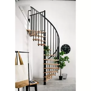 BERLINO Interno 2 Scala a Spirale Faggio Nero 120 cm - Foto 1 di 9