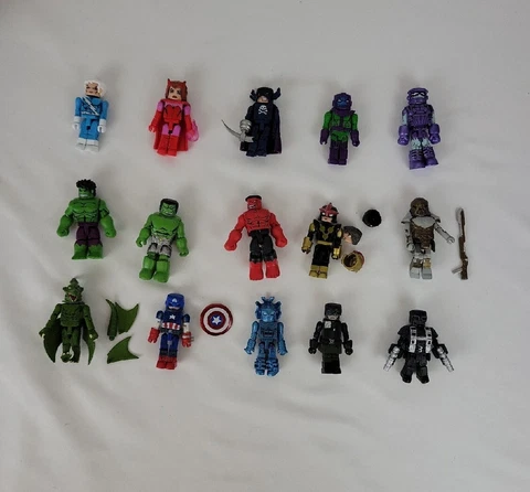Huge Lot Of 15 Marvel Minimates Mini Figures With Accessories Avengers Hydra Cover