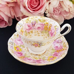 Royal Albert SERENA Tea Cup and Saucer, Vintage English Bone China, Floral Roses - Picture 1 of 10
