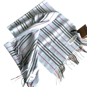 Burberry kleine Ikone hellblauer Streifen [Ed Schal Kaschmir & Wolle Seide, 168 cm x 30 cm - Bild 1 von 10