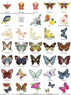 1600 COLECCIÓN MARIPOSAS MÁQUINA DE BORDAR DISEÑOS PES MARIPOSAS UNIDAD USB Foto 1 de 4