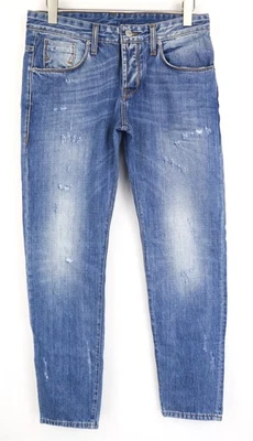 Pantalones de mezclilla para hombre TAKESHY KUROSAWA W34 ajustados azules algodón puro botón mosca lavado I Foto 1 de 4