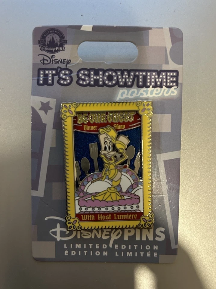 PIN PÓSTER DISNEY IT'S SHOWTIME BE OUR GUEST LUMIERE BEAUTY BEAST Disneyland DLR Foto 1 de 1