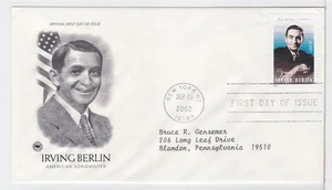 TurtlesTradingPost- Irving Berlin, Composer- 2002 #3669 FDC- Artcraft Variety - Picture 1 of 1