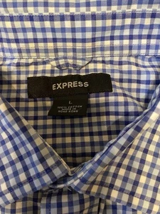 Camisa Express con botones para hombre talla grande azul blanco manga larga bolsillo - Imagen 1 de 5