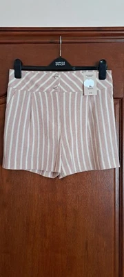 Dusky Pink Ivory Stripe Shorts Size 12 BNWT - Image 1 of 4