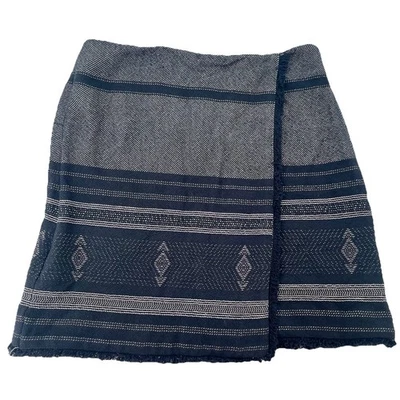 Новый с Ярлыками лофт синий мини юбка размер 4 Aztec бахрома skort 100% хлопок темно-синий надежном - Изображение 1 из 4