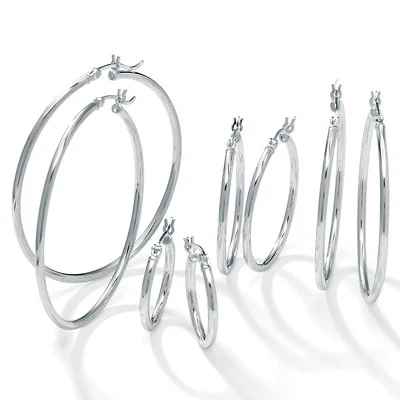 Polished .925 Sterling Silver Hoop Earrings 4-Pair Set (21mm, 31mm, 41mm, 48mm) - Image 1 of 4