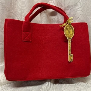 Red Felt Department 56 Tote Bag with Structured Design 2016 40 Year Anniversary - Picture 1 of 10