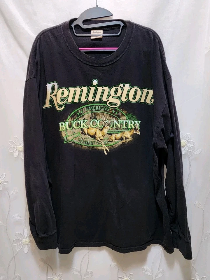 Camisa Remington Para Hombres XL Negra Manga Larga Buck Country Caza Aire Libre Rústica Foto 1 de 4