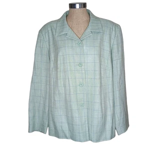 PENDLETON Blazer Womens Plus Sz 18W Silk Blend Green Plaid Career Work Lined - Picture 1 of 10