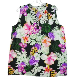 Violet & Claire Damen Größe 1X Bluse Blumenmuster Mehrfarbig Ärmellos Pullover - Bild 1 von 10
