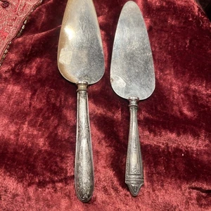 2 Vintage Sterling Silver Handle Cake Pie Server Stainless - Picture 1 of 9