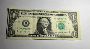 Banconota Stella 2021 banconota da 1 dollaro con errore offset BORDER B00003278* diversi anni 0000! - Foto 1 di 11