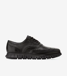 Cole Haan ZeroGrand Mens Size 9 (M) Wingtip Oxford Black Leather Shoe - Picture 1 of 5
