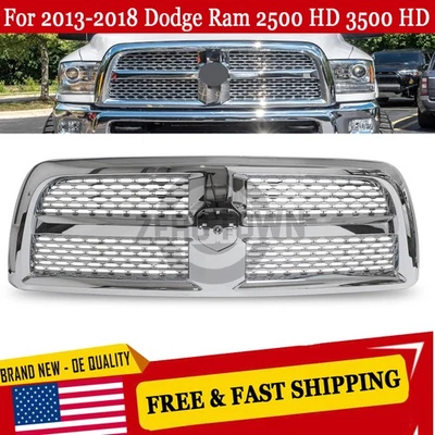 Laramie Style Front Upper Grille Chrome For 2013-2018 Dodge Ram 2500 HD 3500 HD - Image 1 of 4
