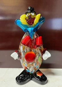 VINTAGE Murano Italy Hand Blown Glass Multicolor Circus Clown Art Figurine 7" - Picture 1 of 10