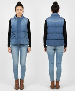 Chaleco acolchado GAP Vintage XS unisex azul denim acolchado - 100 % algodón, cierre a presión - Imagen 1 de 18