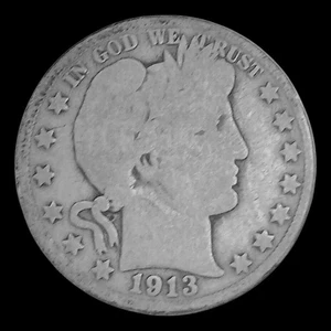 1913 D Barber Half Dollar Liberty Scarce Low Mintage 90% Silver 50c US Coin - Picture 1 of 8