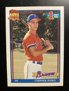 Chipper Jones 1991 Topps #1 selección del draft #333 novato radiocontrol Atlanta Braves - Imagen 1 de 8