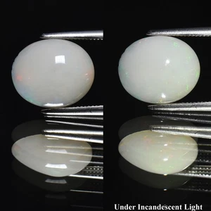 π 1.69ct 11x9mm Oval Cabochon Natural White Opal - Color Flash, Ethiopia Gem - Picture 1 of 6