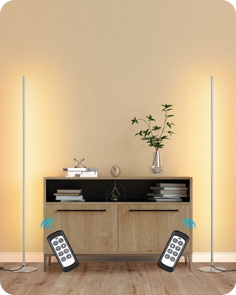 Угловая светодиодная напольная лампа EDISHINE, минималистский регулируемый свет 7 цветов температура 2 шт. - Изображение 1 из 4
