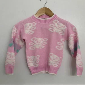 Suéter Vintage Años 80 Spring Creek Niños 5-6 Rosa Oso de Peluche Love Heart EE. UU. - Imagen 1 de 5