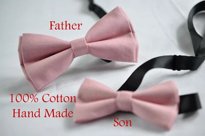 Pajarita de algodón rosa rubor rosa oscuro a juego Father Son para hombre niño Foto 1 de 4