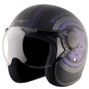 Vega Jet Marvel “Black Panther” Lightweight Open-Face Helmet with Clear Visor - Picture 1 of 6