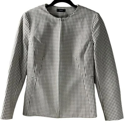 Chaqueta Theory Check Peplum-Back Escultura Marfil Tostado Rejilla Elastizada Para Mujer Talla 10 Foto 1 de 4