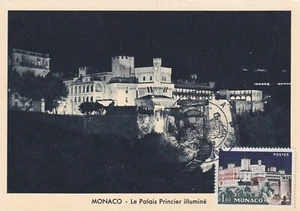 Carte postale postcard 1er Jour MONACO 1960 palais princier illuminé - Imagen 1 de 1