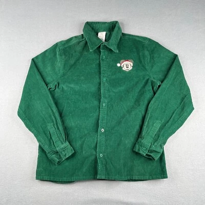 Disney Микки Маус вельветовая рубашка маленький зеленый Микки Рождественский логотип мужской - Изображение 1 из 4