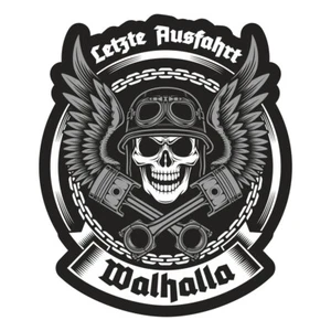 Aufkleber Wetterfest Letzte Ausfahrt Walhalla 12 cm wikinger biker motorrad valh - Bild 1 von 1