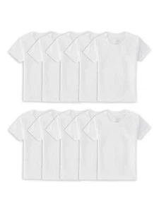 Fruit of the Loom Toddler Boy EverSoft Cotton White Crew Undershirts, 10 Pack, - Picture 1 of 1