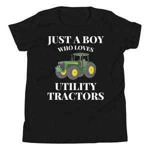 Just A Boy Who Loves Utility Tractors Farming Vehicle Lover T-Shirt - Picture 1 of 5