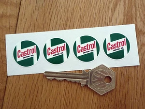 Juego de 4 PEGATINAS CASTROL Motor Oil Histórico Estilo Años 50 25mm Coche de Carreras Bicicleta - Imagen 1 de 1