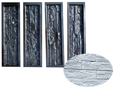 Juego de 4 moldes de hormigón hágalo usted mismo 4 moldes de plástico hormigón yeso pared piedra cemento W34 Foto 1 de 4