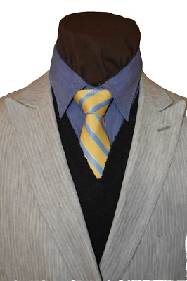 Calvin Klein Hombre 2bt Gris Piedra Rayas 100% Lino Blazer Chaqueta Abrigo Deportivo 46L Foto 1 de 4