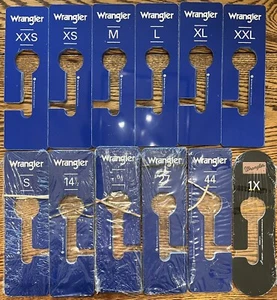 Juegos de 12 divisores de tallas de ropa Wrangler, S-XXL, 14 1/2-20, 27-42, 44-60, 0-25/26 - Imagen 1 de 10