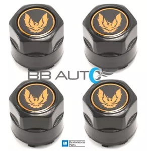 82-92 FIREBIRD TRANS AM FORMULA ALUMINUM WHEEL CENTER HUB CAPS SET NEW GOLD BIRD - Picture 1 of 4