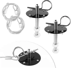 Hood Pins Kit For Car Stainless Steel Hood Pin Lock Clip With Racing Lanyard - Picture 1 of 3
