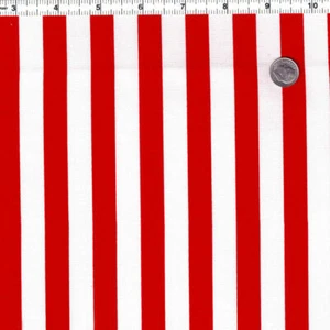 COTTON CLOTH CURTAIN UPHOLSTERY FABRIC PAPILLON PAJAMAS STRIPE RED NAVY WHITE - Picture 1 of 20