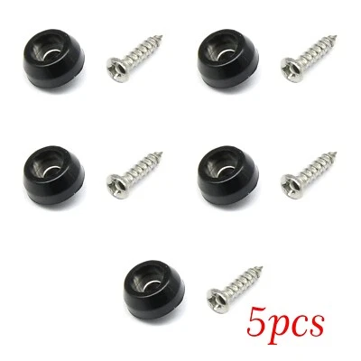 BAKERS STREET 5x Small Round Rubber Feet with Screws Non Slip Feet for Chopping Board Black